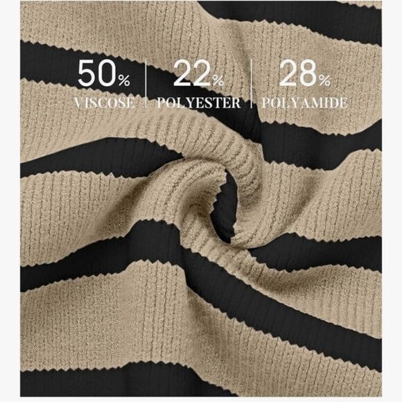 OVSZD Beige Black Striped Sweater Women’s S NWT New in Package Soft Knit Cozy - Picture 2 of 5